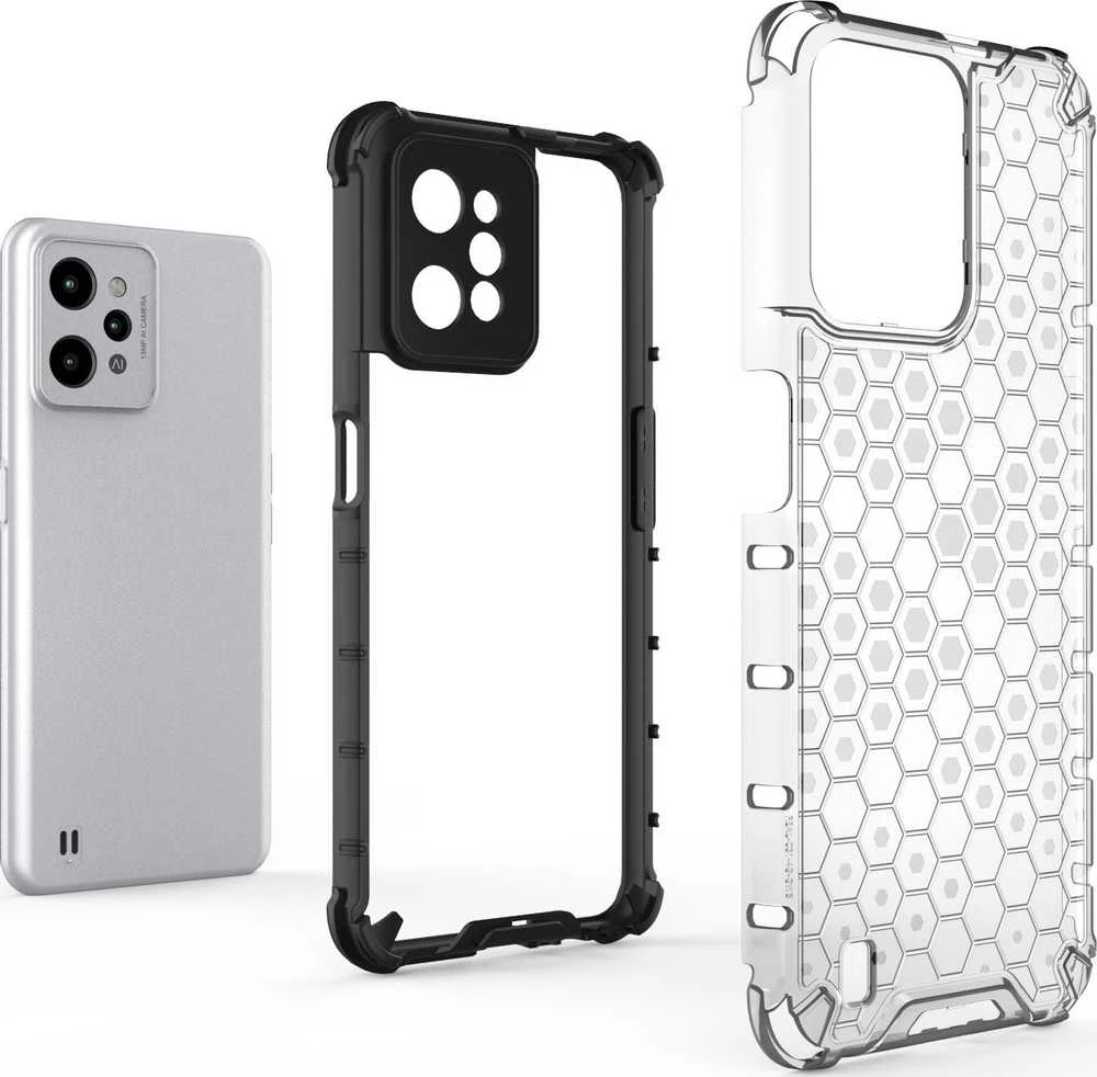 Hurtel Honeycomb dėklas skirtas Realme C31, skaidrus