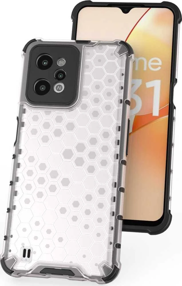 Hurtel Honeycomb dėklas skirtas Realme C31, skaidrus