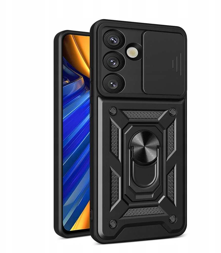 Hurtel Hybrid Armor Camshield dėklas su Stand and Camera dėklas skirtas Vivo Y39 5G / Y300i 5G – juodos spalvos