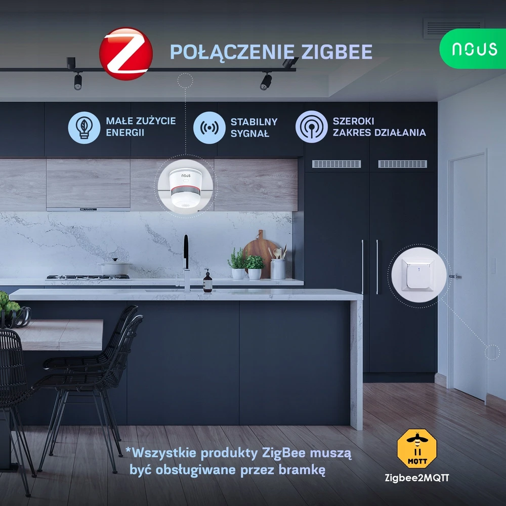 Hurtel NOUS E8 Zigbee 3.0 dūmų sensorius