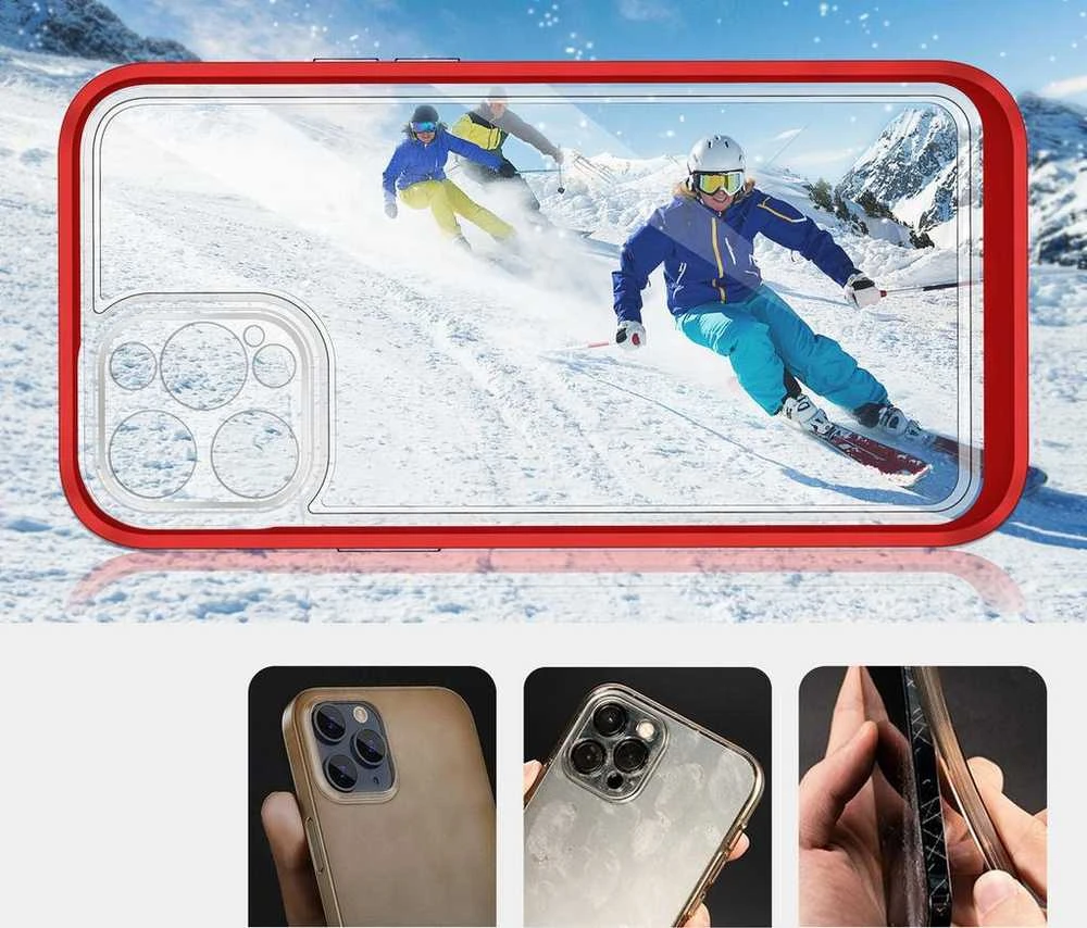 Hurtel Clear dėklas skirtas iPhone 12 Pro, raudonas