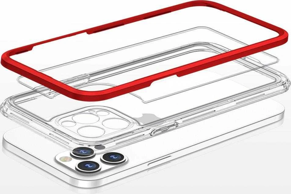 Hurtel Clear dėklas skirtas iPhone 12 Pro, raudonas