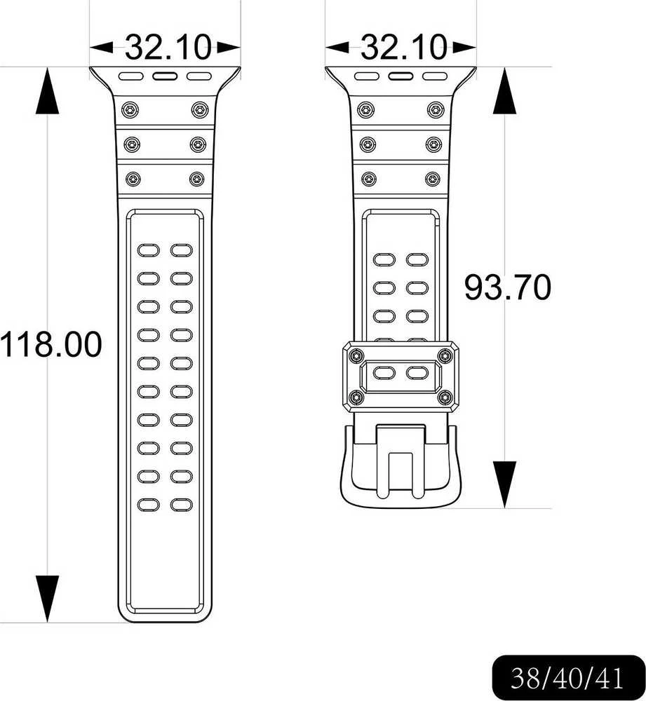 Hurtel Apyrankė Triple Protection Apple Watch SE, 9, 8, 7, 6, 5, 4, 3, 2, 1 (41, 40, 38 mm) skaidri