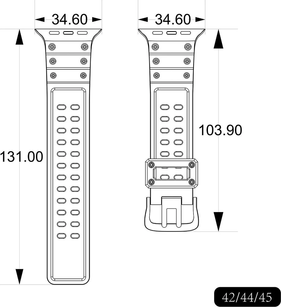 Dėklas Hurtel Apyrankė Triple Protection Apple Watch Ultra, SE, 9, 8, 7, 6, 5, 4, 3, 2, 1 (49, 45, 44, 42 mm) Transparent