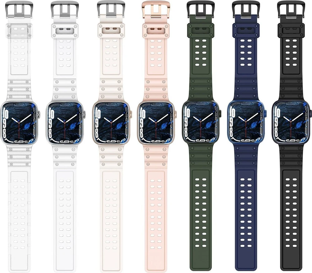Dėklas Hurtel Apyrankė Triple Protection Apple Watch Ultra, SE, 9, 8, 7, 6, 5, 4, 3, 2, 1 (49, 45, 44, 42 mm) Transparent