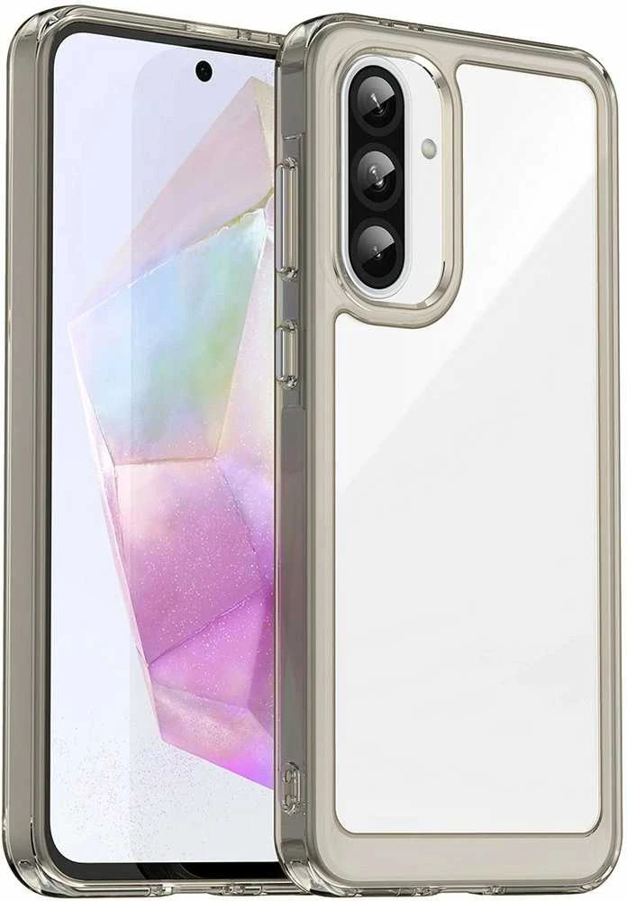 Hurtel Outer Space Samsung Galaxy A56 Cover with Flexible Frame – Semi-dėklas telefonui skaidrus, dėklas telefonui juodos spalvos