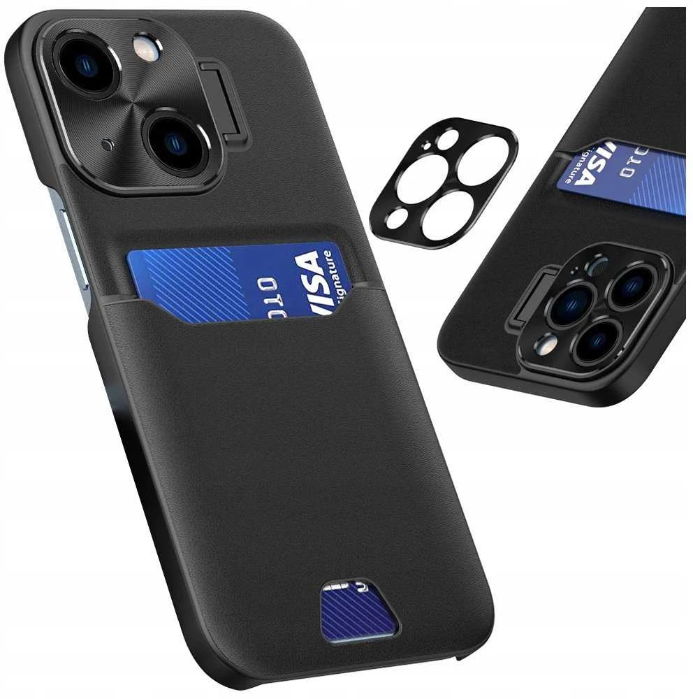 Hurtel Leather Stand Samsung Galaxy S23+ card wallet cover with stand dėklas telefonui juodos spalvos