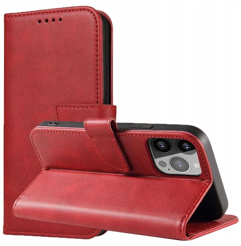 Dėklas Hurtel Magnet Samsung Galaxy S23 Ultra flip cover wallet stand raudonos spalvos