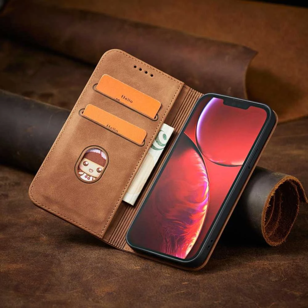 Hurtel Magnet Fancy dėklas, skirtas iPhone 13 Pro Max, rudas