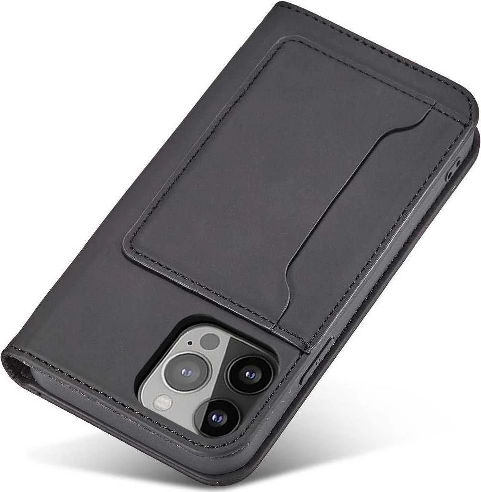 Hurtel Magnet Card dėklas skirtas iPhone 13 Pro Max, juodas