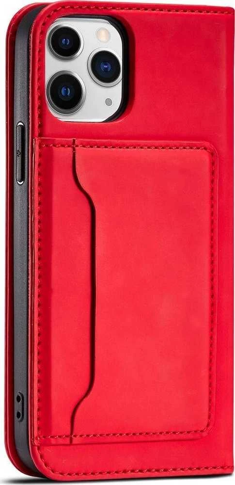 Hurtel Magnet Card dėklas skirtas iPhone 12 Pro, raudonas