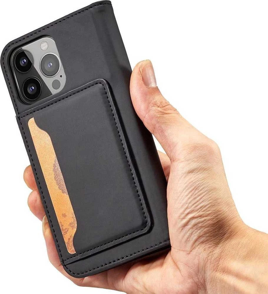 Hurtel Magnet Card dėklas skirtas iPhone 13 Pro Max, juodas