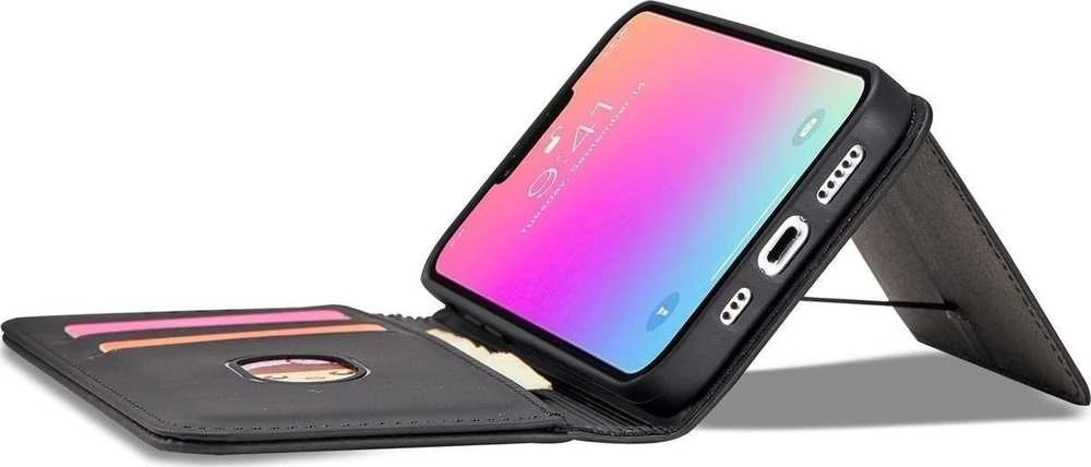 Hurtel Magnet Card dėklas skirtas iPhone 13 Pro Max, juodas
