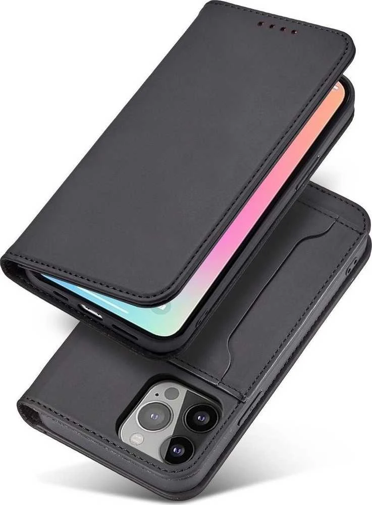 Hurtel Magnet Card dėklas skirtas iPhone 13 Pro Max, juodas