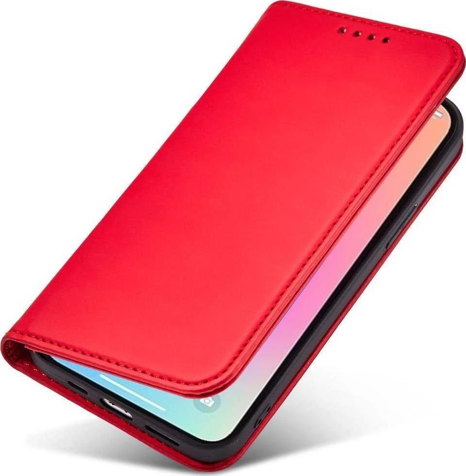 Hurtel Magnet Card dėklas skirtas iPhone 14 Plus, raudonas