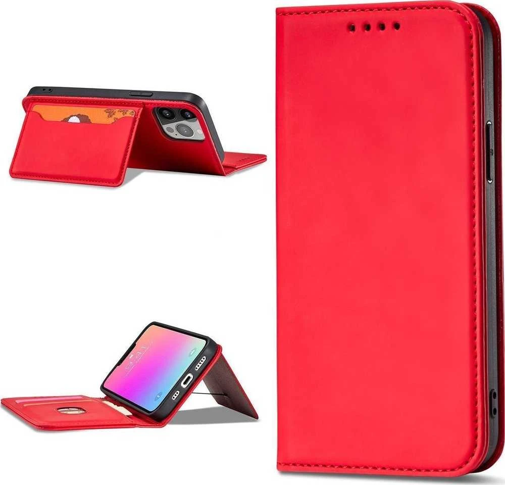 Dėklas Hurtel Magnet Card Samsung Galaxy S23 Plus atverčiamas su stoveliu red