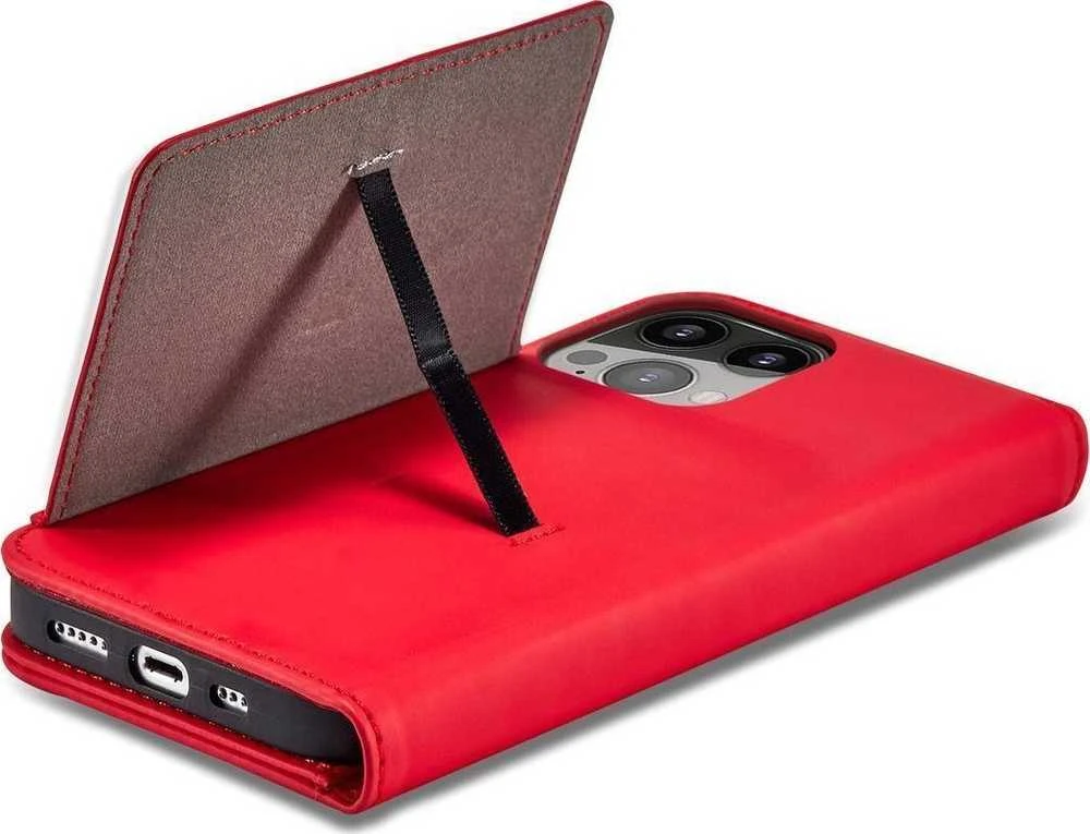 Dėklas Hurtel Magnet Card Samsung Galaxy S23 Plus atverčiamas su stoveliu red