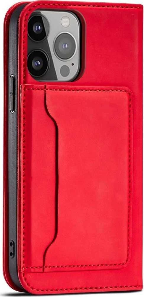 Dėklas Hurtel Magnet Card Samsung Galaxy S23 Plus atverčiamas su stoveliu red