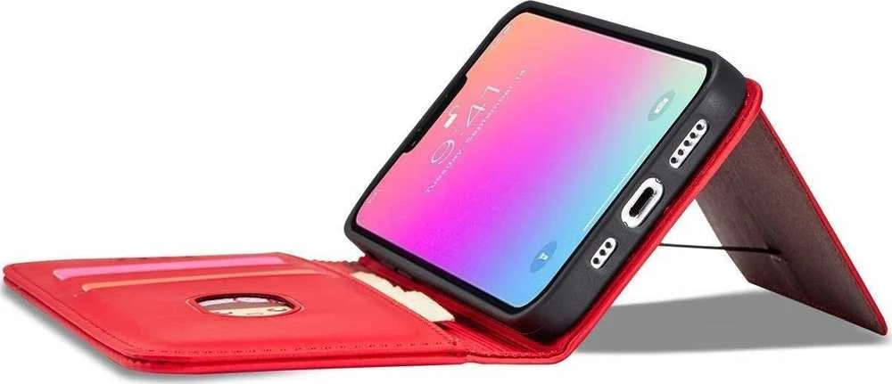 Dėklas Hurtel Magnet Card Samsung Galaxy S23 Plus atverčiamas su stoveliu red