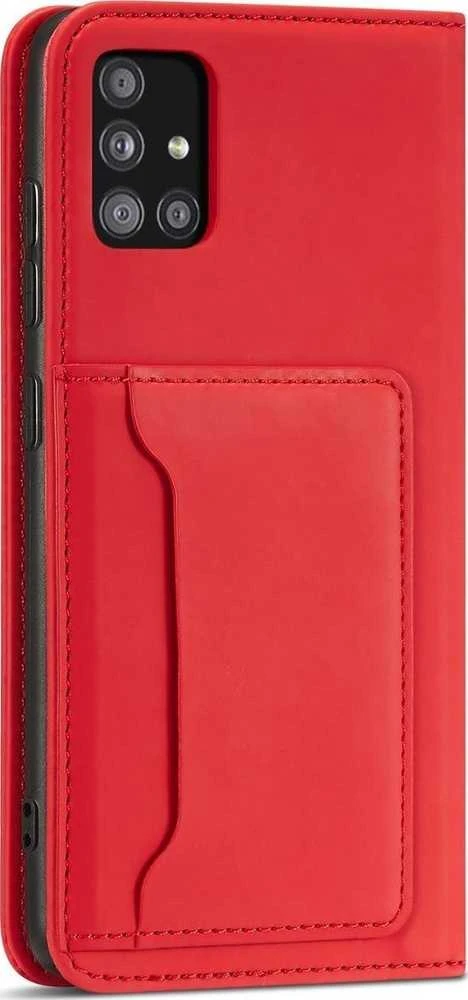 Hurtel Magnet Card dėklas skirtas Samsung Galaxy A13 5G, raudonas