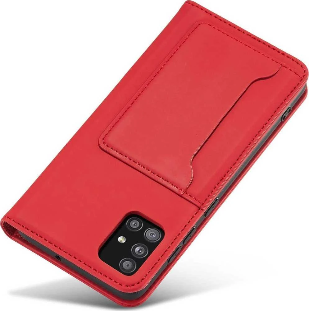 Hurtel Magnet Card dėklas skirtas Samsung Galaxy A13 5G, raudonas