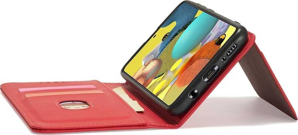 Hurtel Magnet Card dėklas skirtas Samsung Galaxy A13 5G, raudonas