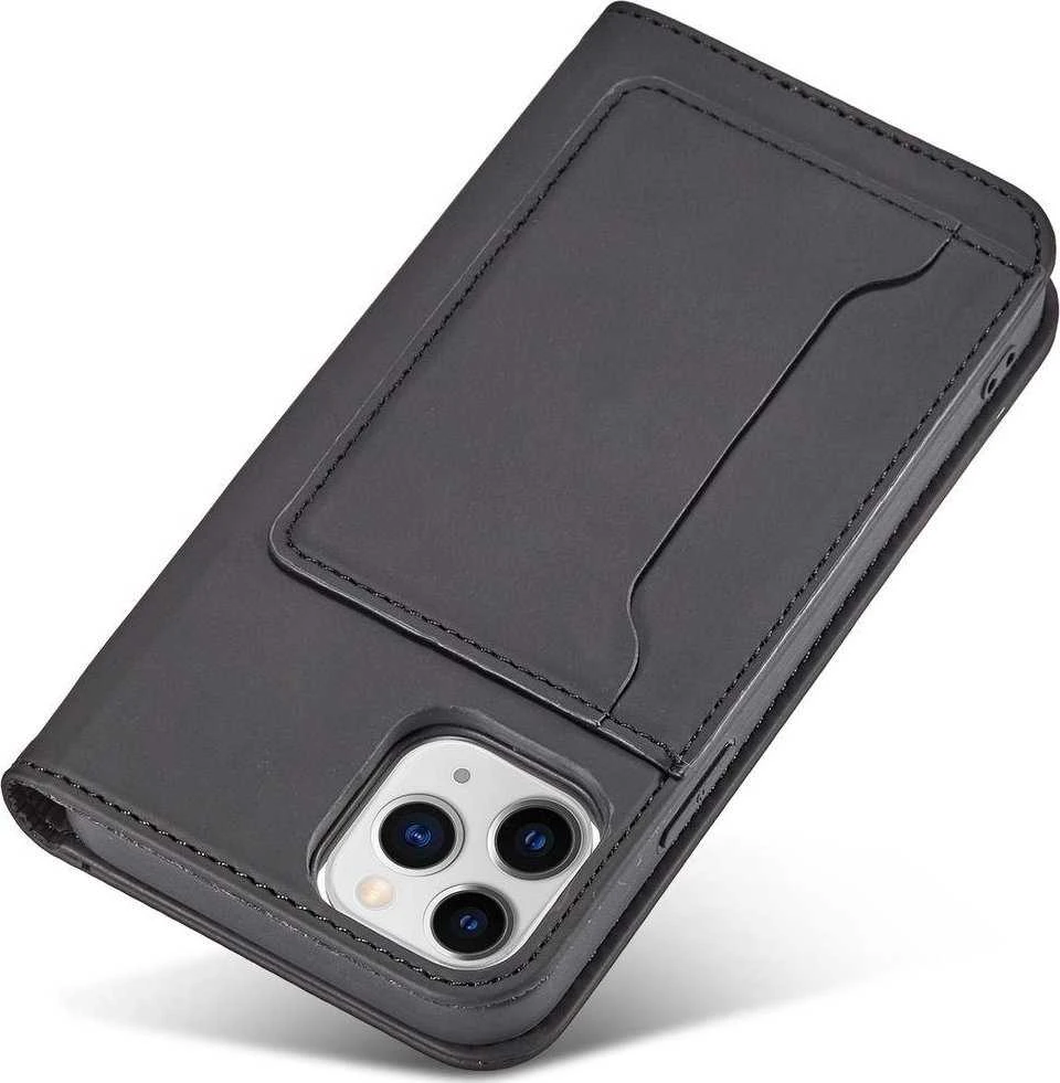 Hurtel Magnet Card dėklas skirtas iPhone 12 Pro Max, juodas