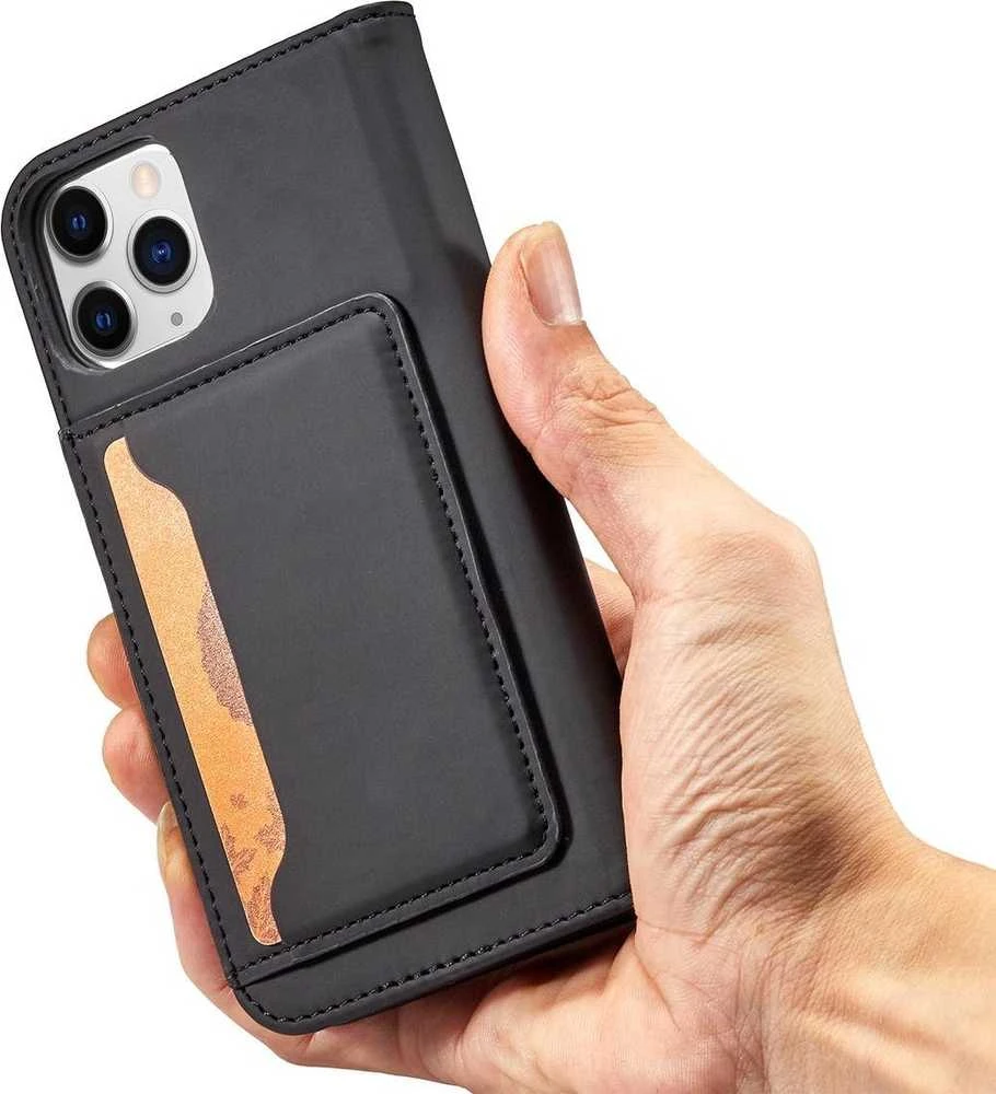Hurtel Magnet Card dėklas skirtas iPhone 12 Pro Max, juodas