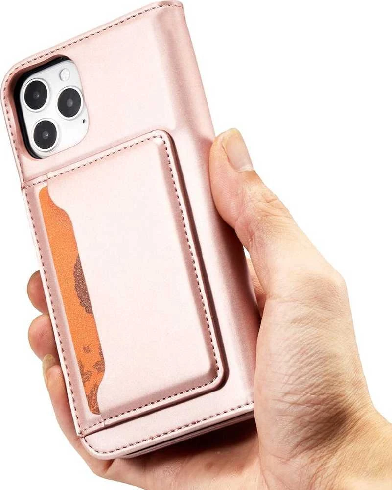 Hurtel Magnet Card dėklas skirtas iPhone 12 Pro Max, rožinis