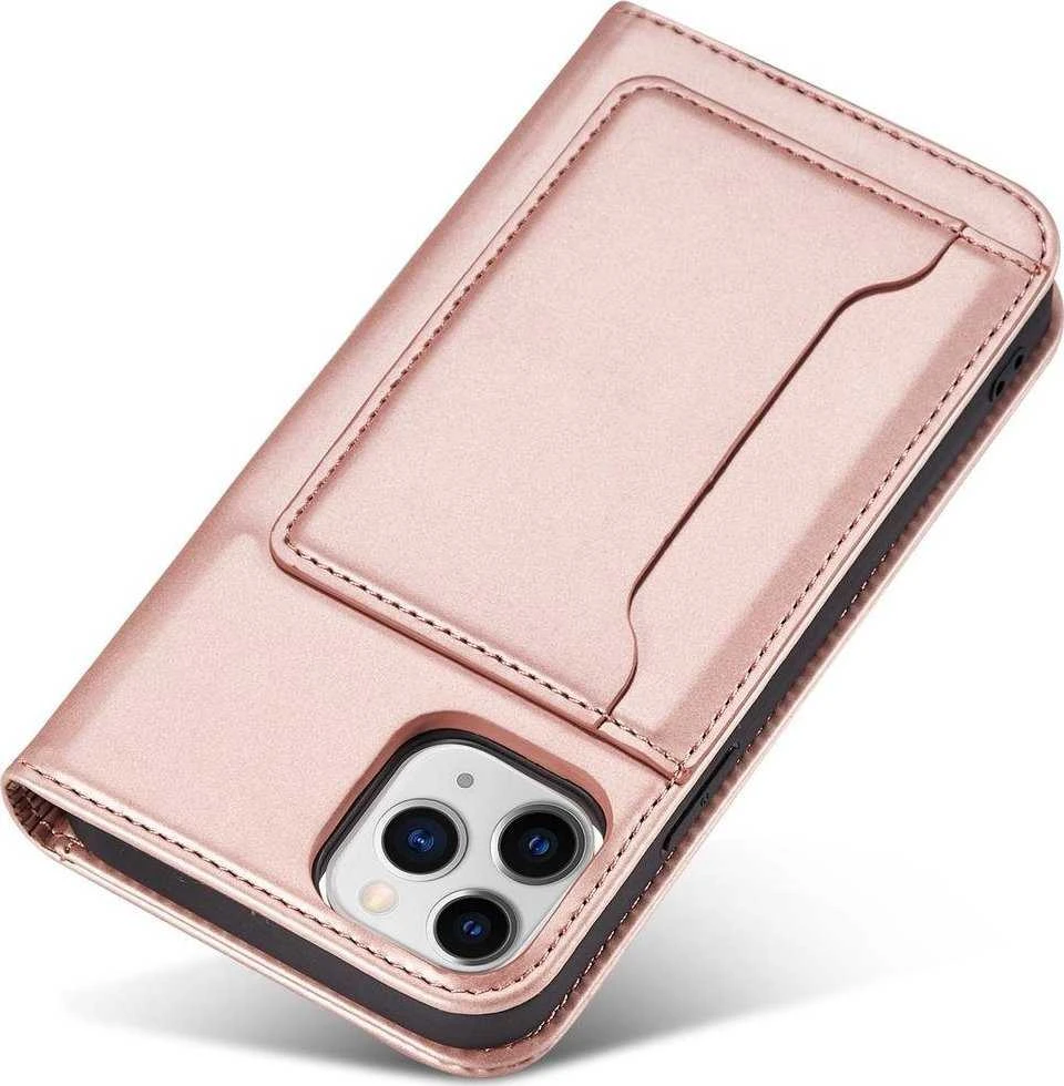 Hurtel Magnet Card dėklas skirtas iPhone 12 Pro Max, rožinis
