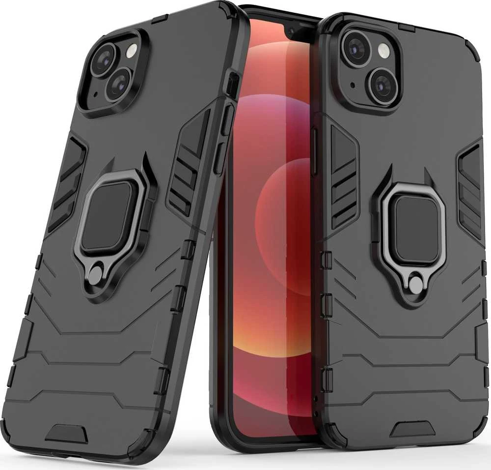 Hurtel Ring Armor dėklas telefonui Apple iPhone 14 Pro Max armored magnetic holder ring juodos spalvos
