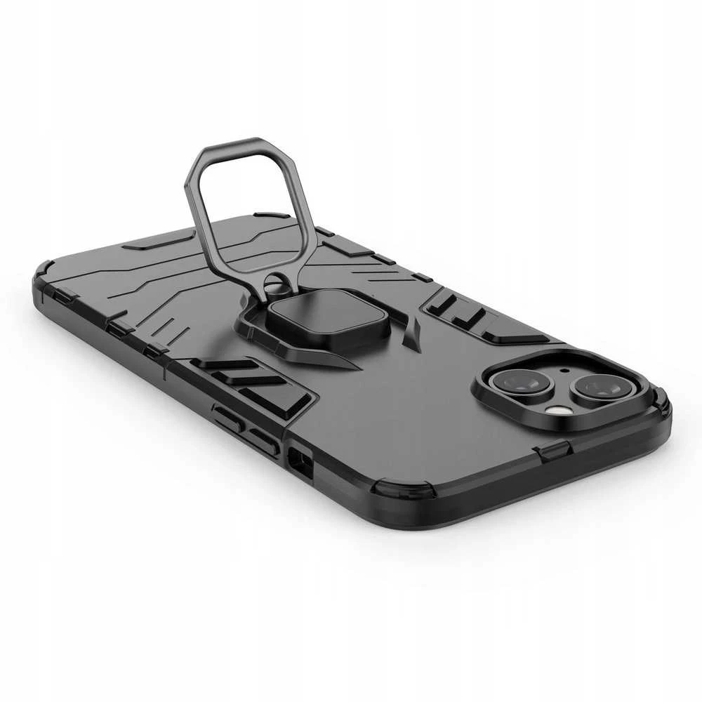 Hurtel Ring Armor case Apple iPhone 14 Plus armored cover magnetic holder ring dėklas telefonui juodos spalvos