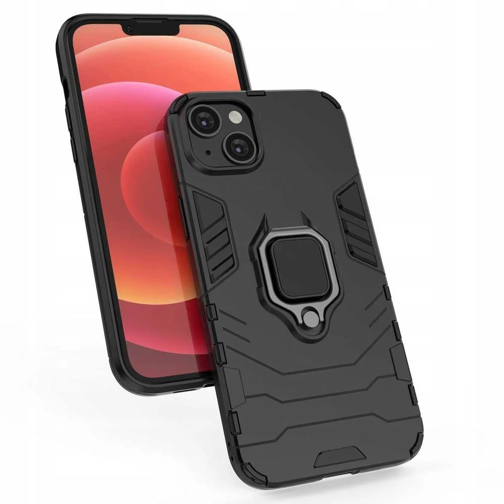 Hurtel Ring Armor case Apple iPhone 14 Plus armored cover magnetic holder ring dėklas telefonui juodos spalvos