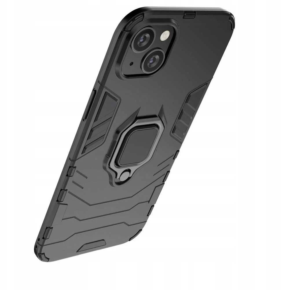 Hurtel Ring Armor case Apple iPhone 14 Plus armored cover magnetic holder ring dėklas telefonui juodos spalvos