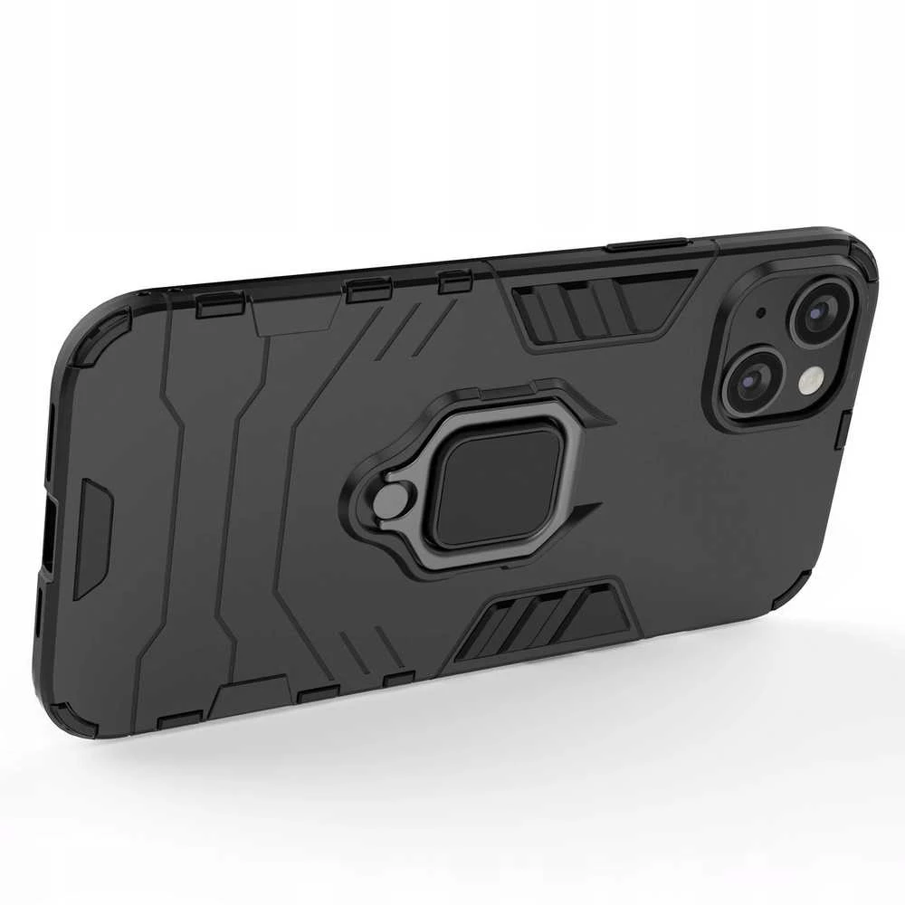 Hurtel Ring Armor case Apple iPhone 14 Plus armored cover magnetic holder ring dėklas telefonui juodos spalvos