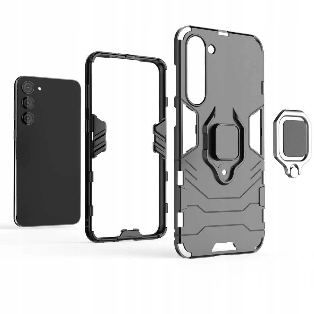 Hurtel Ring Armor case Samsung Galaxy S23+ armored cover magnetic holder ring dėklas telefonui juodos spalvos