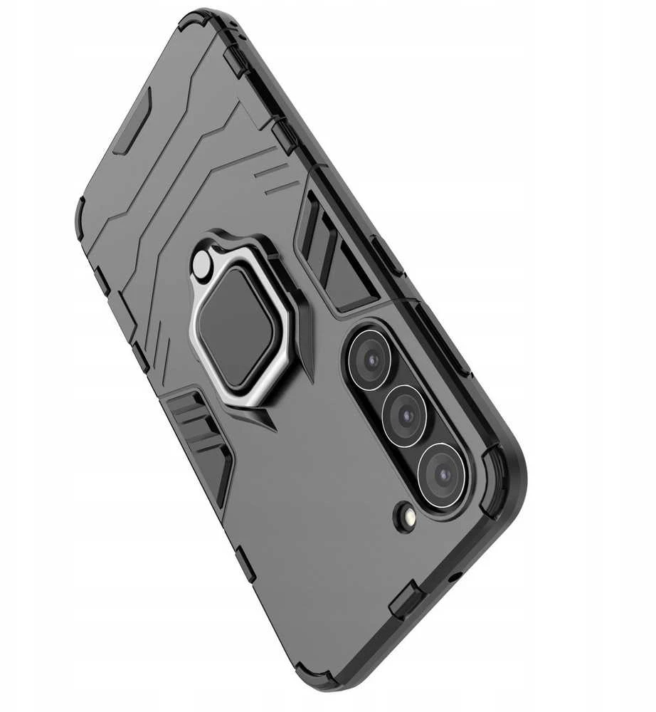 Hurtel Ring Armor case Samsung Galaxy S23+ armored cover magnetic holder ring dėklas telefonui juodos spalvos