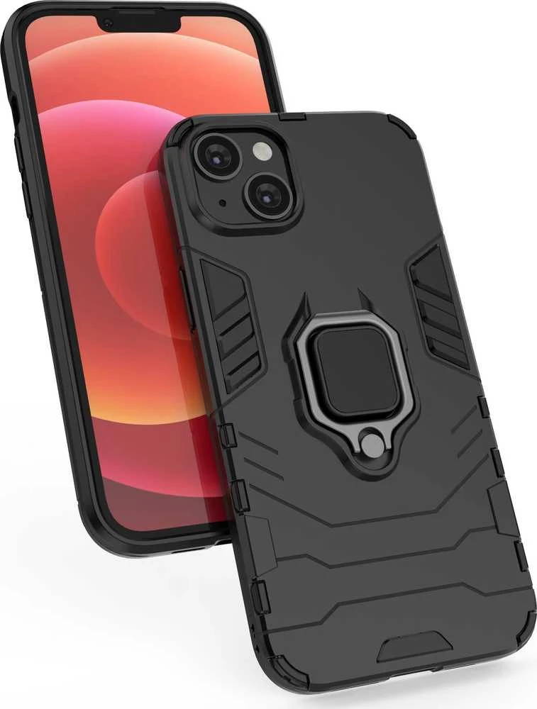 Hurtel Ring Armor dėklas telefonui Apple iPhone 14 armored magnetic holder ring juodos spalvos