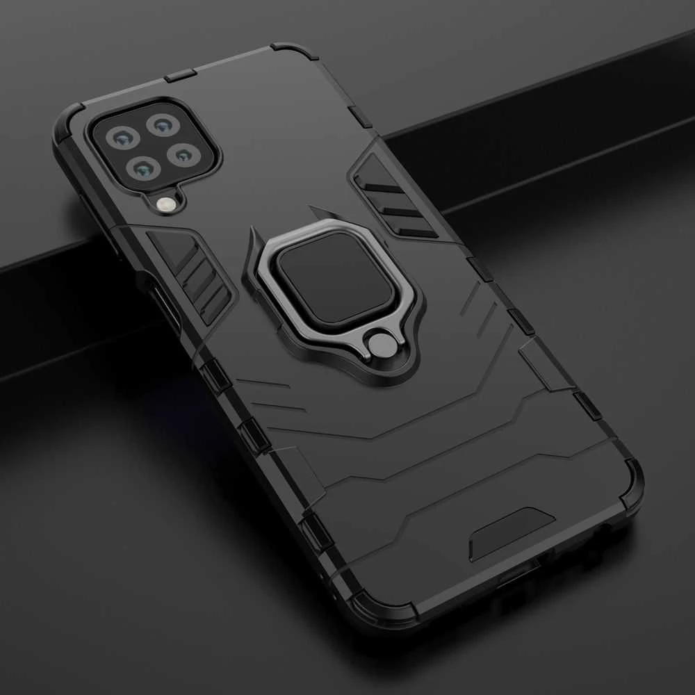 Dėklas Hurtel Ring Armor Kickstand Tough Rugged Samsung Galaxy A22 4G mėlynos spalvos
