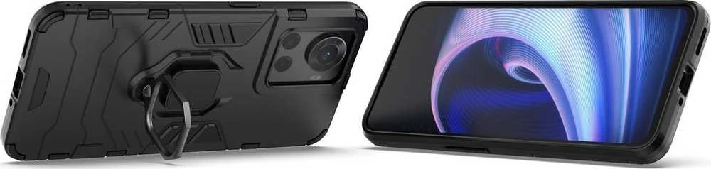 Hurtel Ring Armor hibridinis dėklas + magnetinis laikiklis skirtas OnePlus Ace, juodas