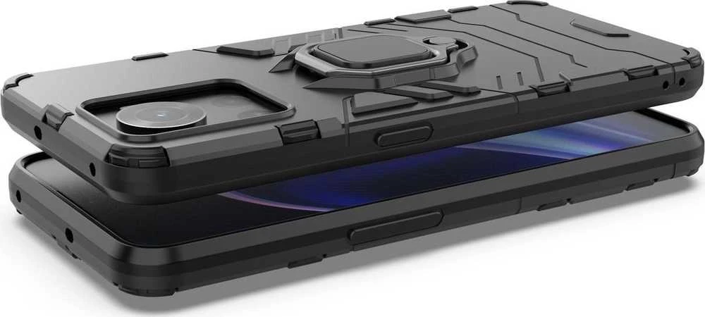 Hurtel Ring Armor hibridinis dėklas + magnetinis laikiklis skirtas OnePlus Ace, juodas