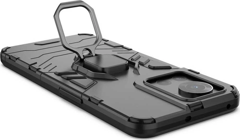 Hurtel Ring Armor hibridinis dėklas + magnetinis laikiklis skirtas OnePlus Ace, juodas
