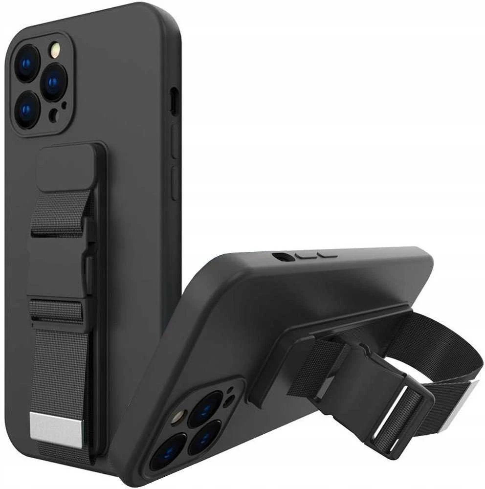 Hurtel Rope dėklas su dirželiu skirtas Samsung Galaxy A22 4G, juodas