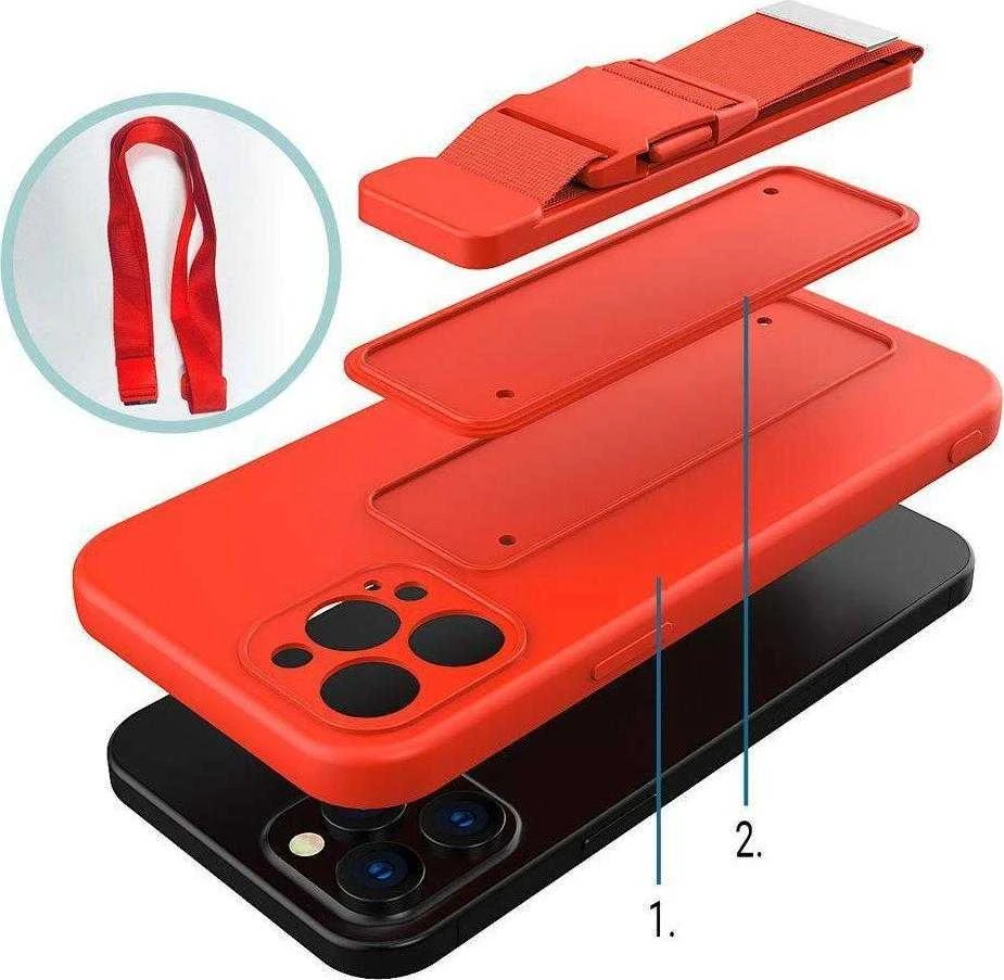 Hurtel Rope dėklas su dirželiu skirtas Samsung Galaxy S22 + (S22 Plus), raudonas