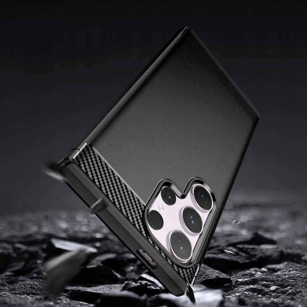 Hurtel Carbon Case do Samsung Galaxy S24 FE – dėklas telefonui juodos spalvos