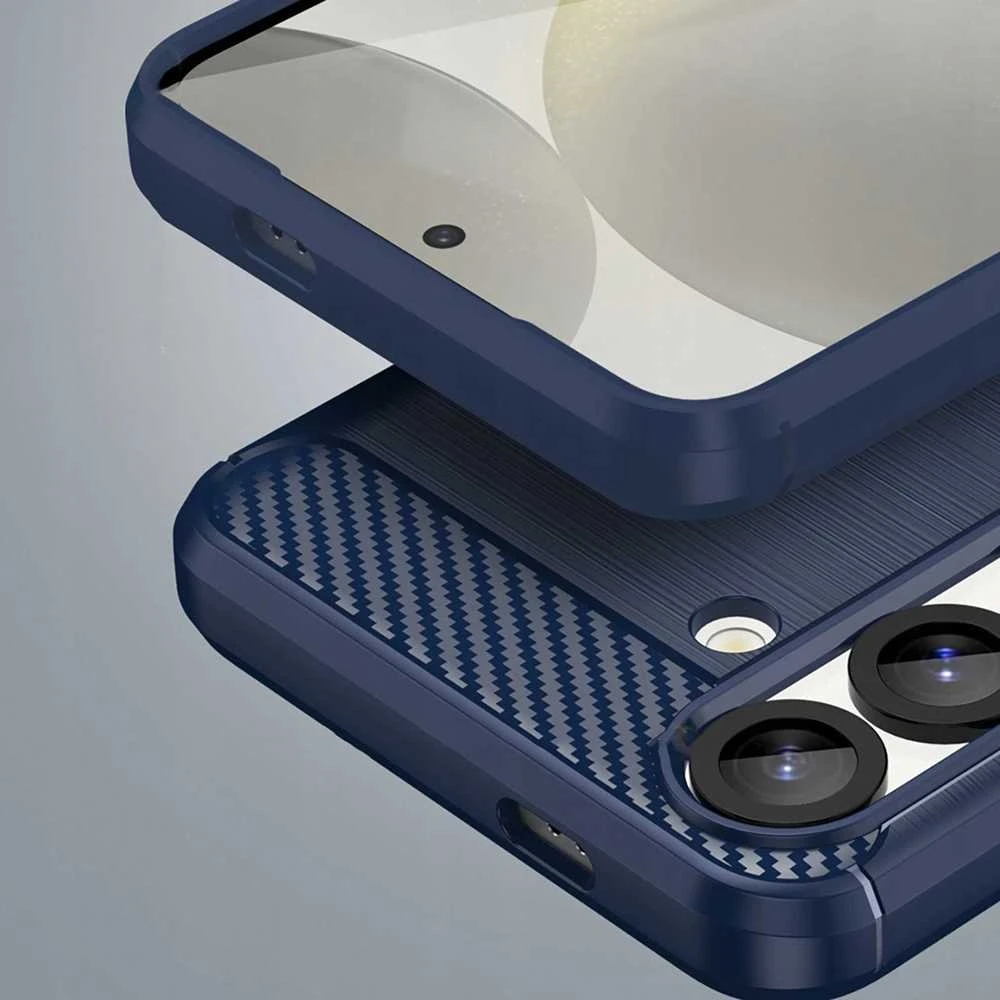 Hurtel Carbon dėklas skirtas Samsung Galaxy S25 Edge – mėlynos spalvos
