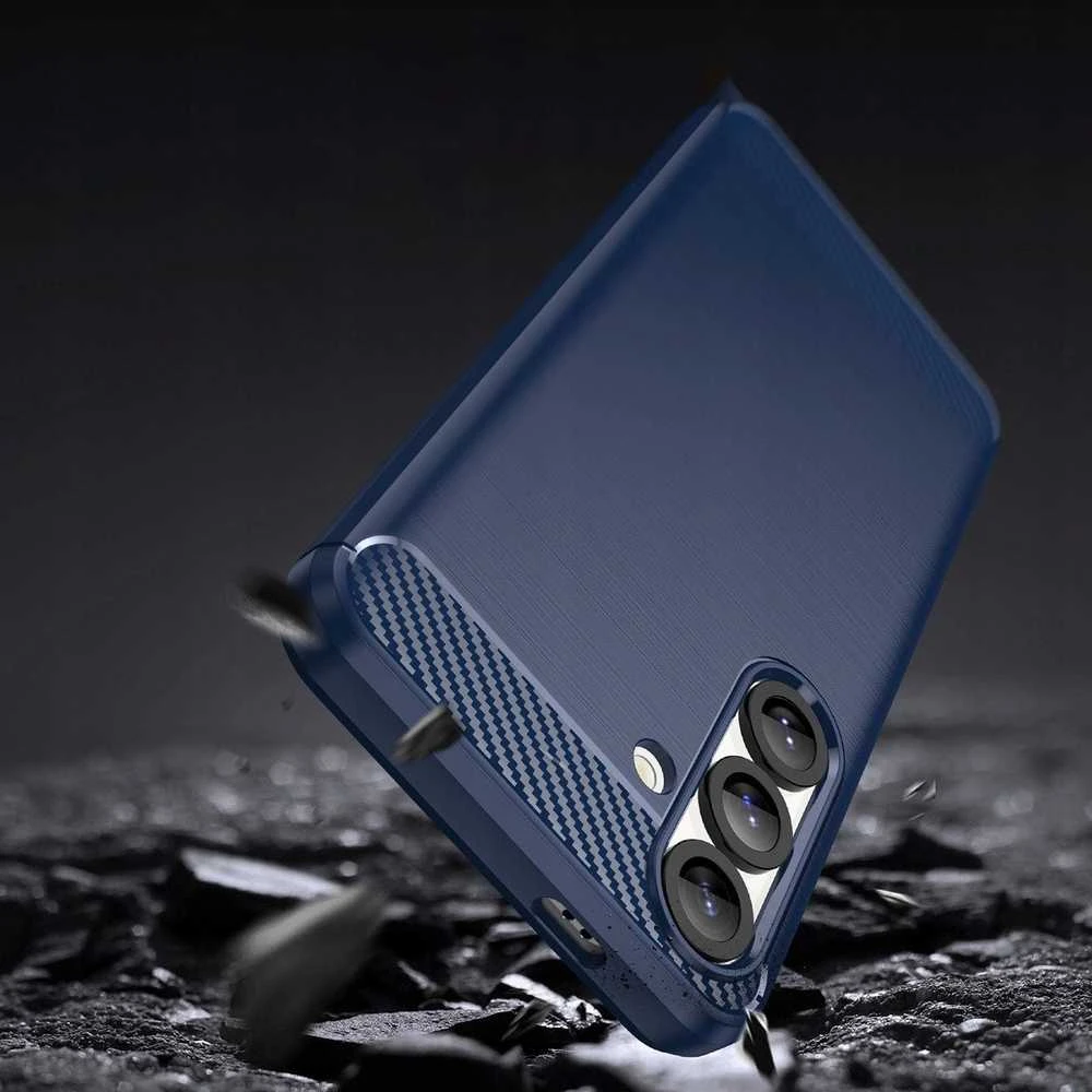 Hurtel Carbon dėklas skirtas Samsung Galaxy S25 Edge – mėlynos spalvos