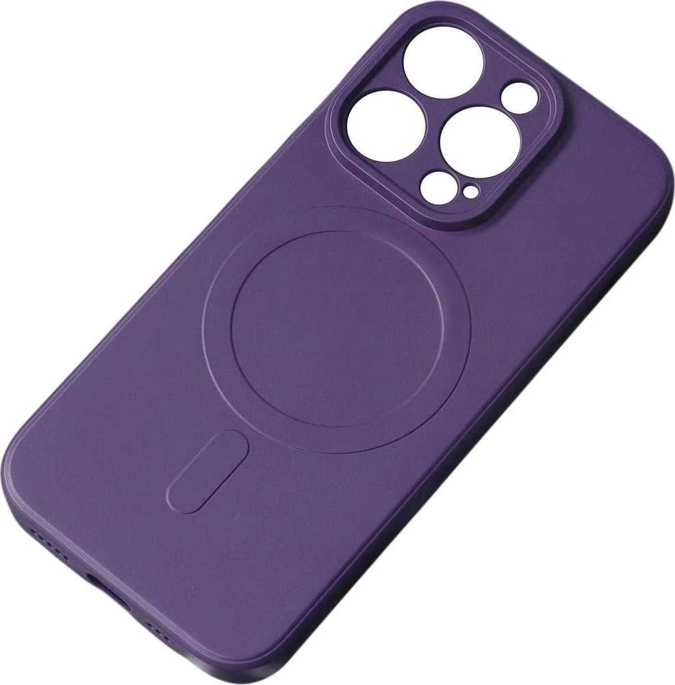 Hurtel MagSafe Compatible Silikoninis Apple iPhone 15 Plus Silikoninis dėklas – violetinės spalvos