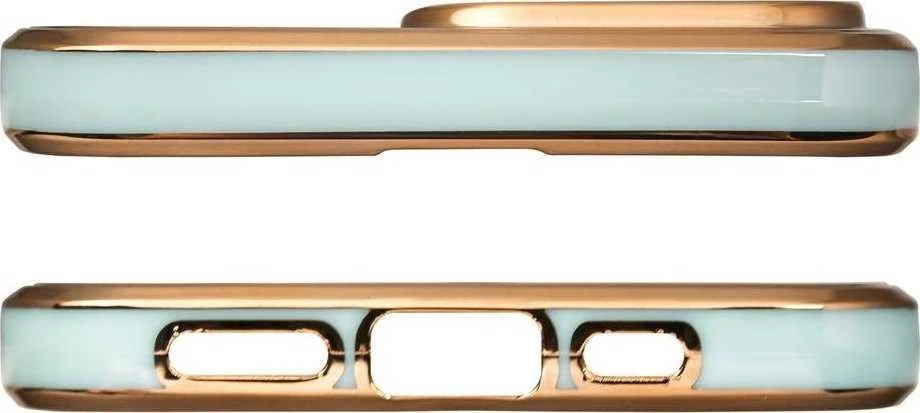 Hurtel Lighting dėklas skirtas iPhone 12 Pro Max, mėtų spalvos su auksniu rėmeliu