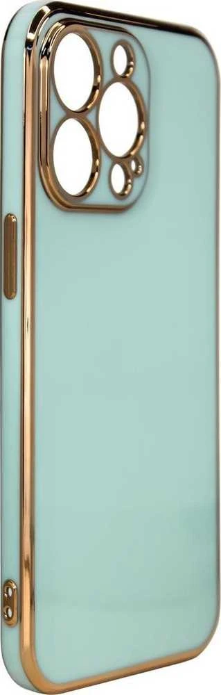 Hurtel Lighting dėklas skirtas iPhone 12 Pro Max, mėtų spalvos su auksniu rėmeliu